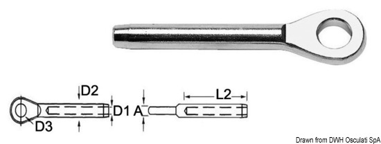 Terminale inox occhio  2,5 mm