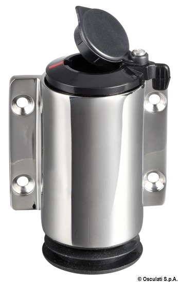 Basetta a parete inox cappuccio nero 3 contatti