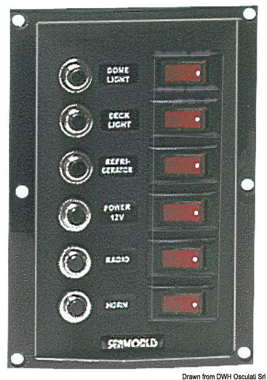 Pannello 6 interruttori+6 fusibili vericale