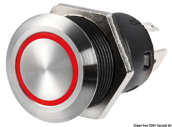 Interruttore FLAT inox (ON)-OFF  12 V rosso