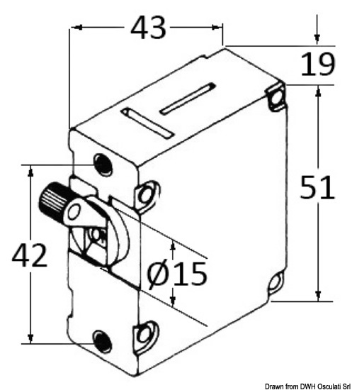 Interruttore con levetta a filo verticale 50 A