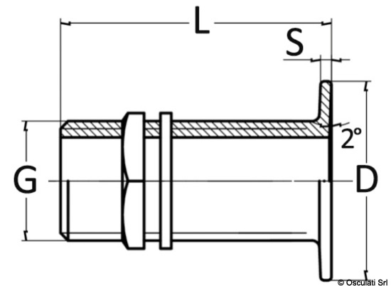 Scarico a mare filo ottone cromato 1/2"