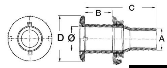 Scarico a mare inox 1/2" x 18 mm