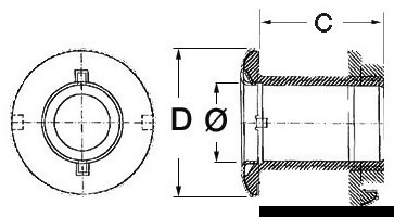 Scarico a mare inox 1" 1/2 x 112 mm