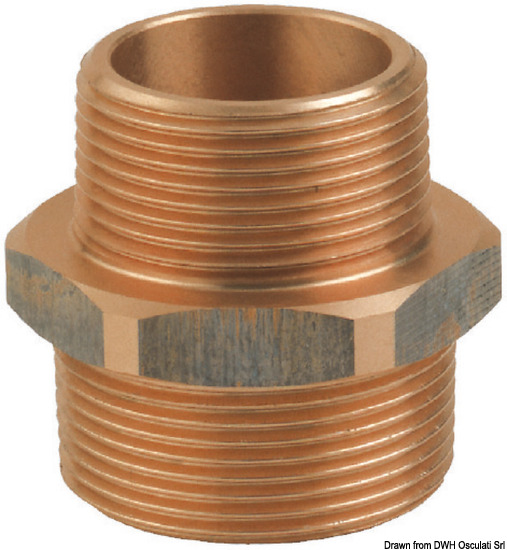 Niples doppio ridotto in bronzo M-M 1/2" x 3/8"