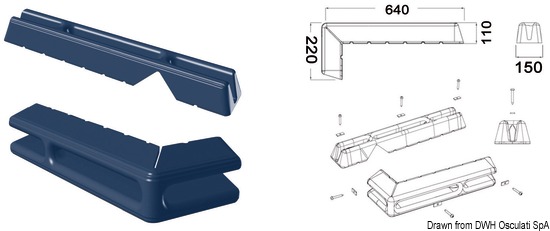 Protezione per pontile 640 + 220 mm blu