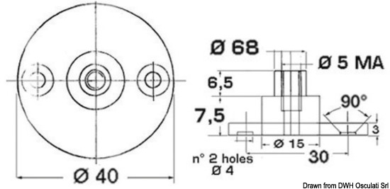 Basetta con perno  6 mm