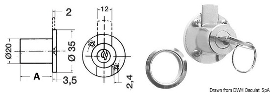 Cilindro chiusura cassetti 20 mm
