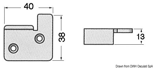 Piastrina inox 40x38x13 mm