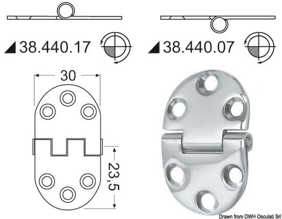 Cerniera inox a incasso 47x30 mm