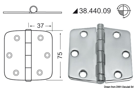 Cerniera inox 74x75 mm