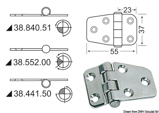 Cerniera inox 55x37 mm