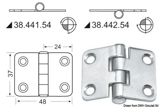 Cerniera nodo sporgente 48x37 mm