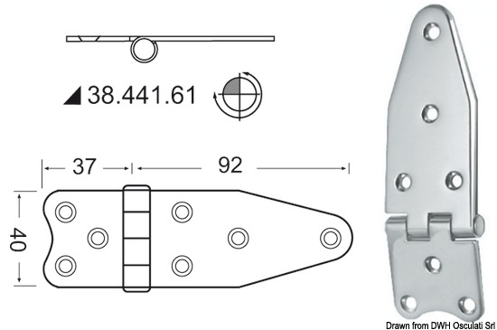 Cerniera nodo rovesc. 129x40 mm