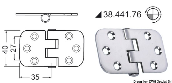 Cerniera inox rovesciata 70x39 mm