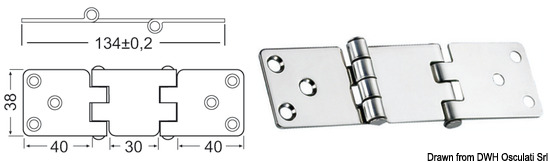 Cerniera inox 134x38 mm