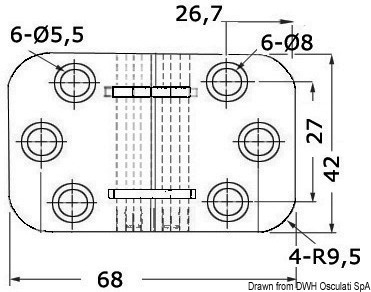 Cerniera a filo 68x42 mm