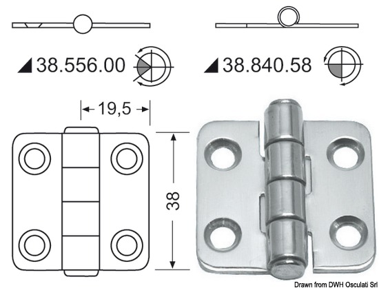 Cerniera inox 38x39 mm