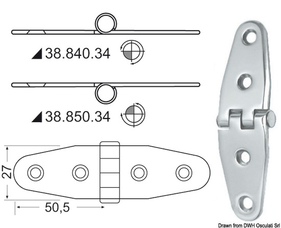 Cerniera inox 101x27 mm