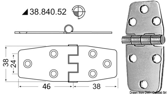 Cerniere inox 88x38 mm