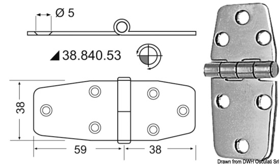 Cerniere inox 97x38 mm