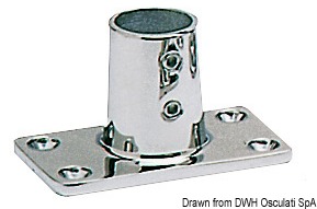 Base inox diritta quadra 25 mm