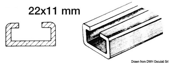 Rotaia per scorrevoli 1 m 22x11mm