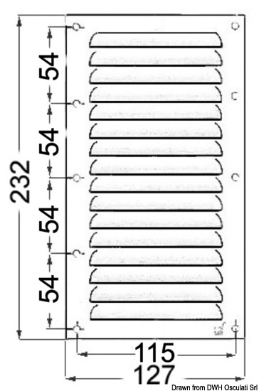 Griglia areazione inox 232 x 127 mm