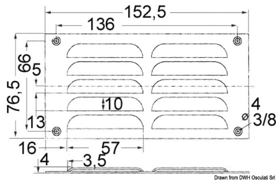 Griglia areazione 76 x 152 mm + antizanzare