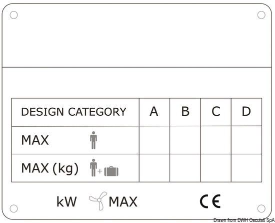 Placchetta CE 125 x 100 mm per gommoni