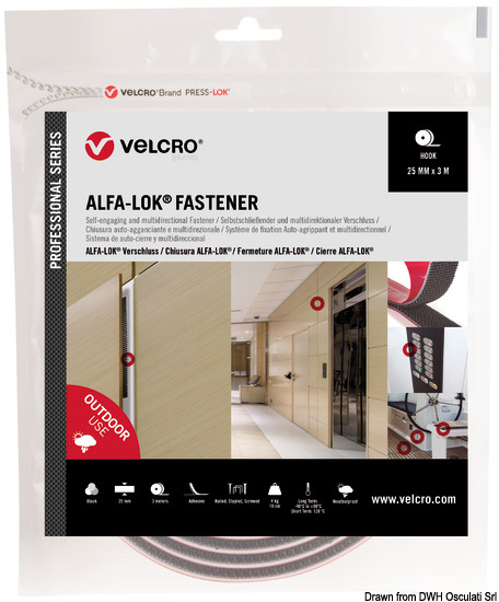 VELCRO Brand ALFA-LOK mm25 x 25mt nero