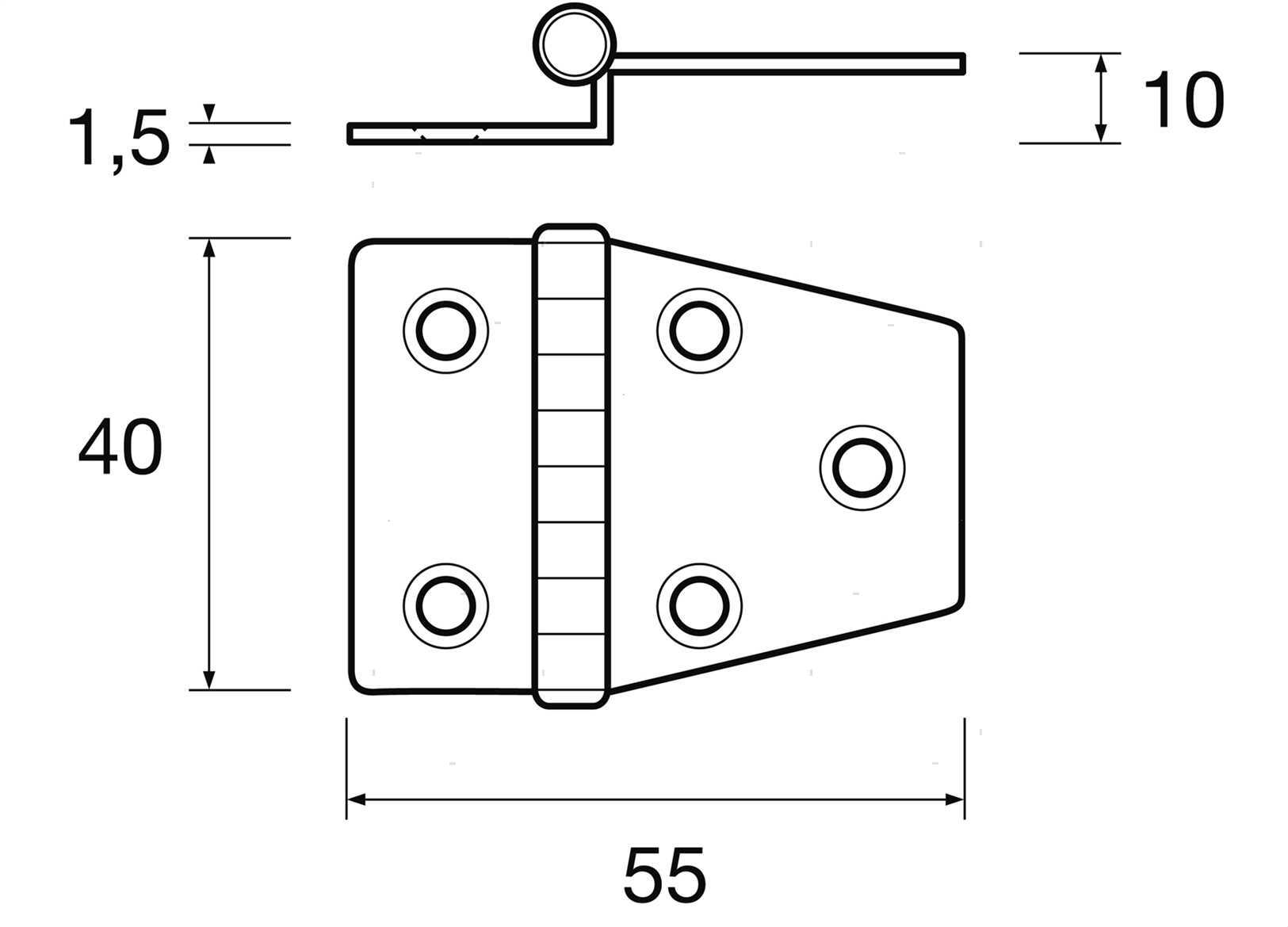 CERNIERA OFFSET SHORT 40X55MM INOX (2)