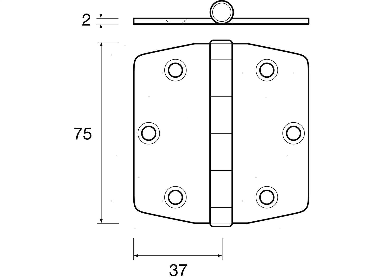 CERNIERA BISCOTTO 75X74MM INOX (2)