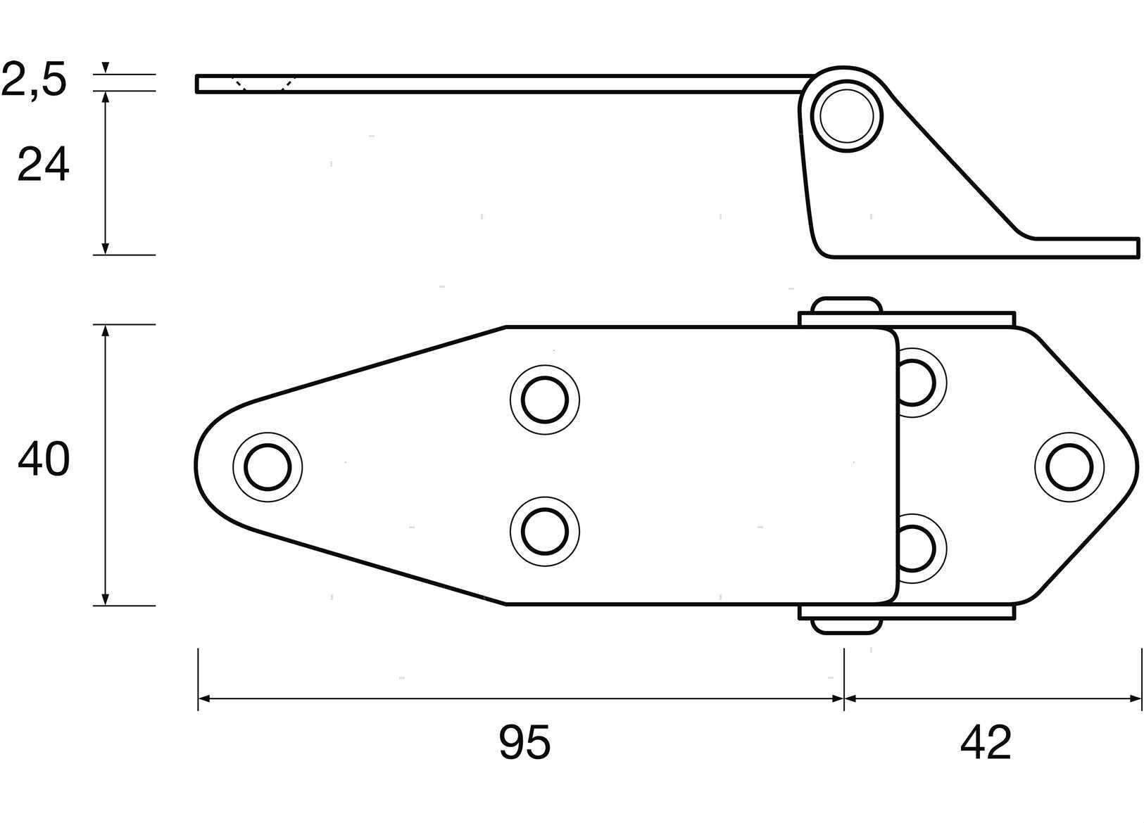 CERNIERA OFFSET BASSA 40X42/95MM INOX (2)