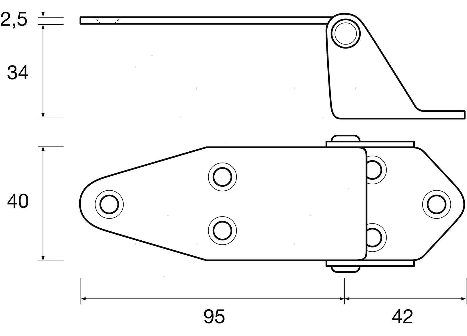 CERNIERA OFFSET ALTA 40X42/95MM INOX (2)