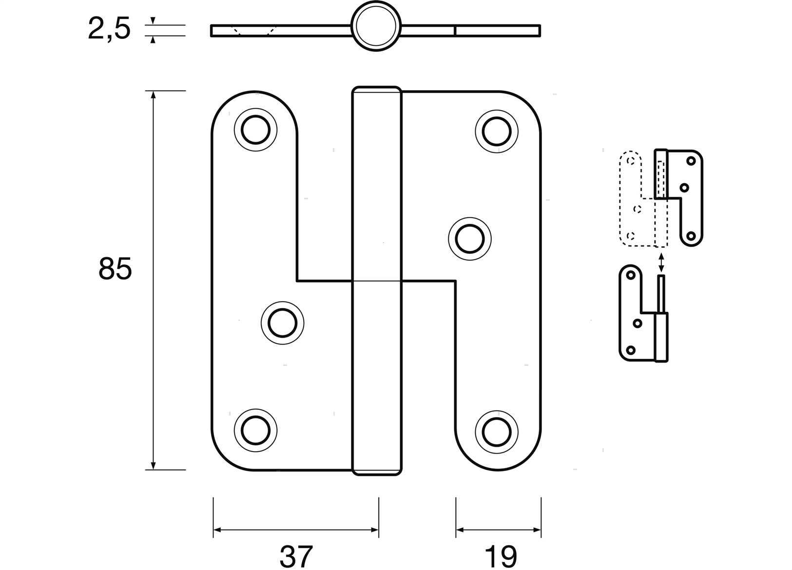 CERNIERA SFILO SX 85X74MM INOX (2)