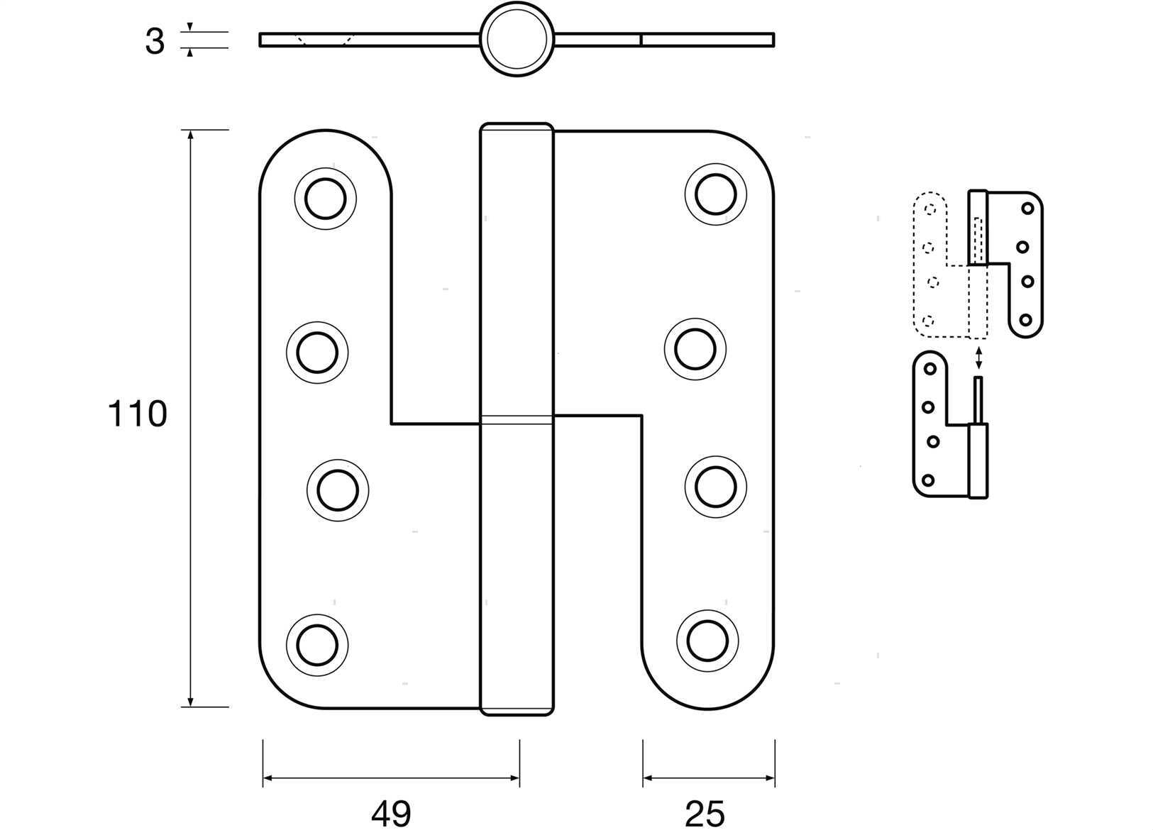 CERNIERA SFILO DX 110X98MM INOX (2)