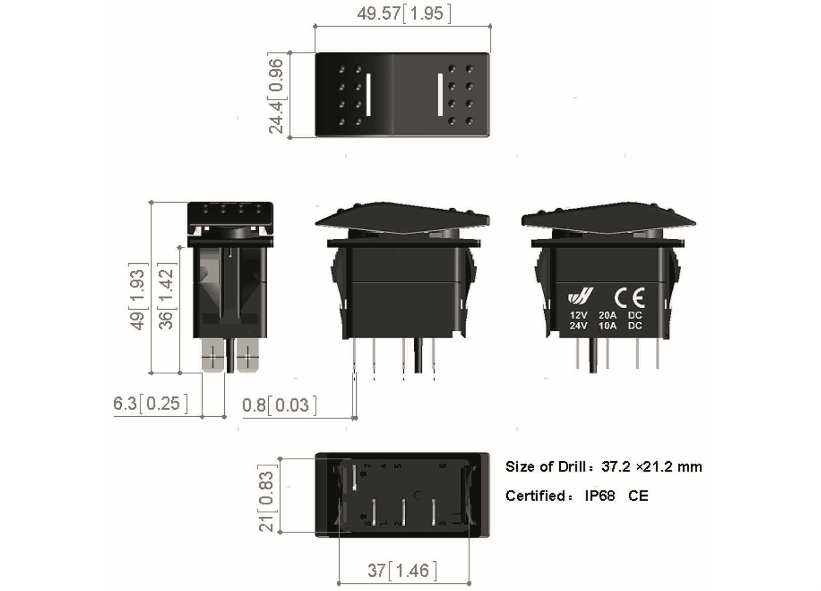 INTERRUTTORE ON-OFF-ON WHITE LED (3)