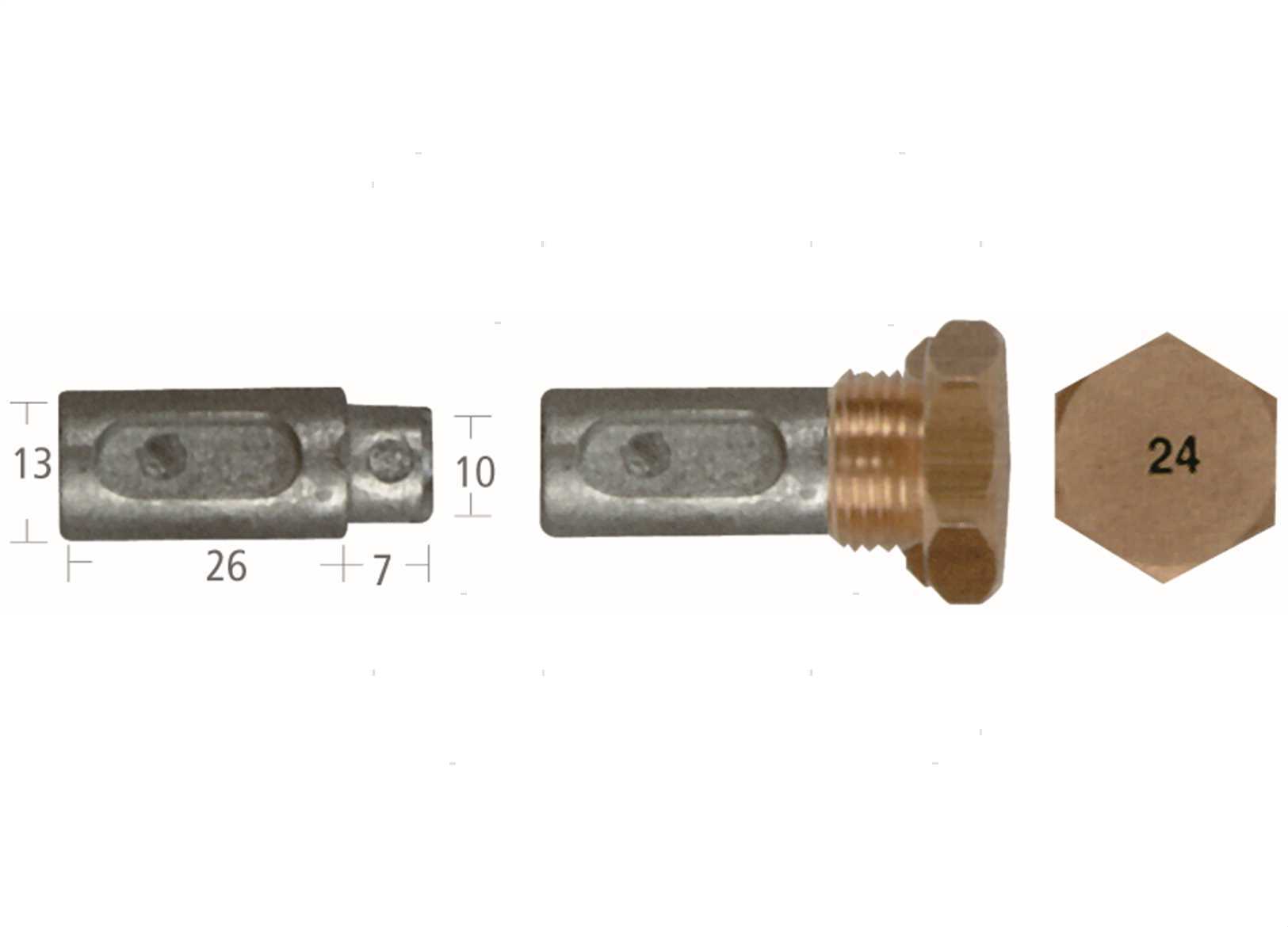 ANODO BARROTTO AIFO-FIAT 13X26+7MM ZN