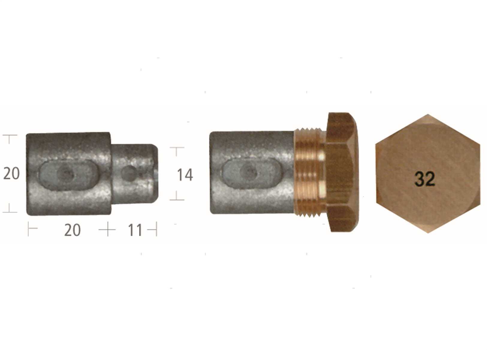 ANODO BARROTTO+TAPPO A-F.20X20MM ZN