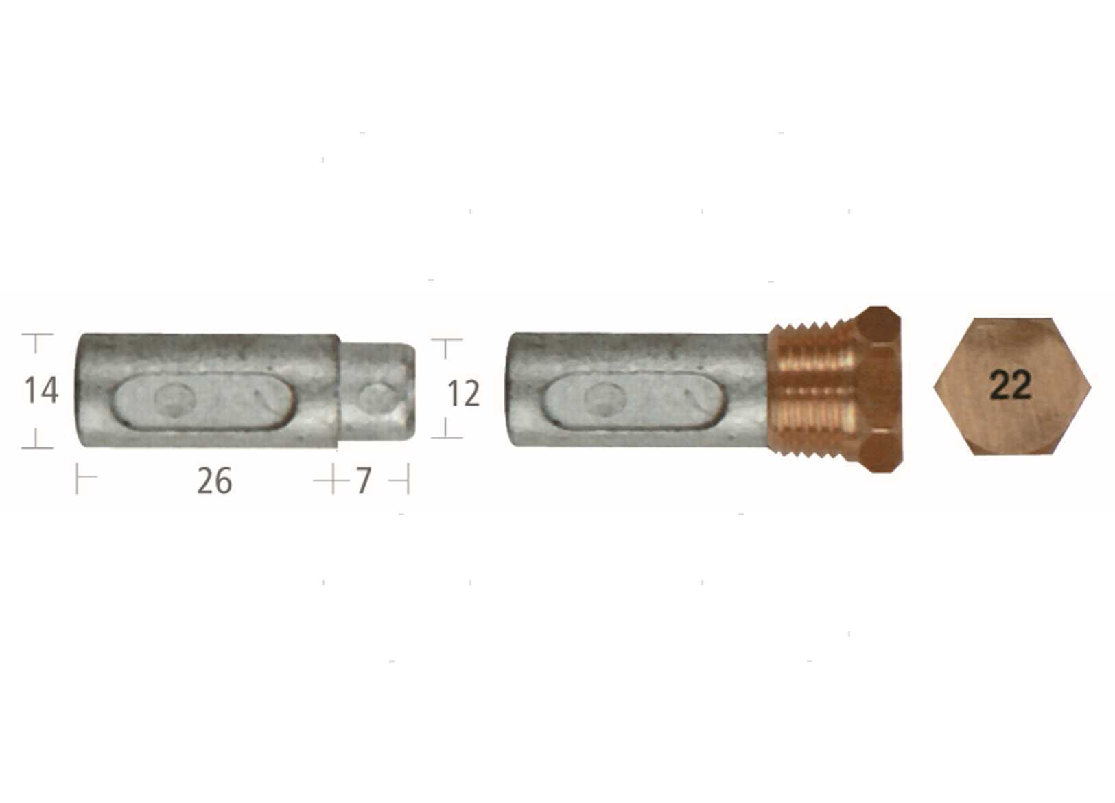 ANODO BARROTTO+TAPPO FORD 14X26MM ZN