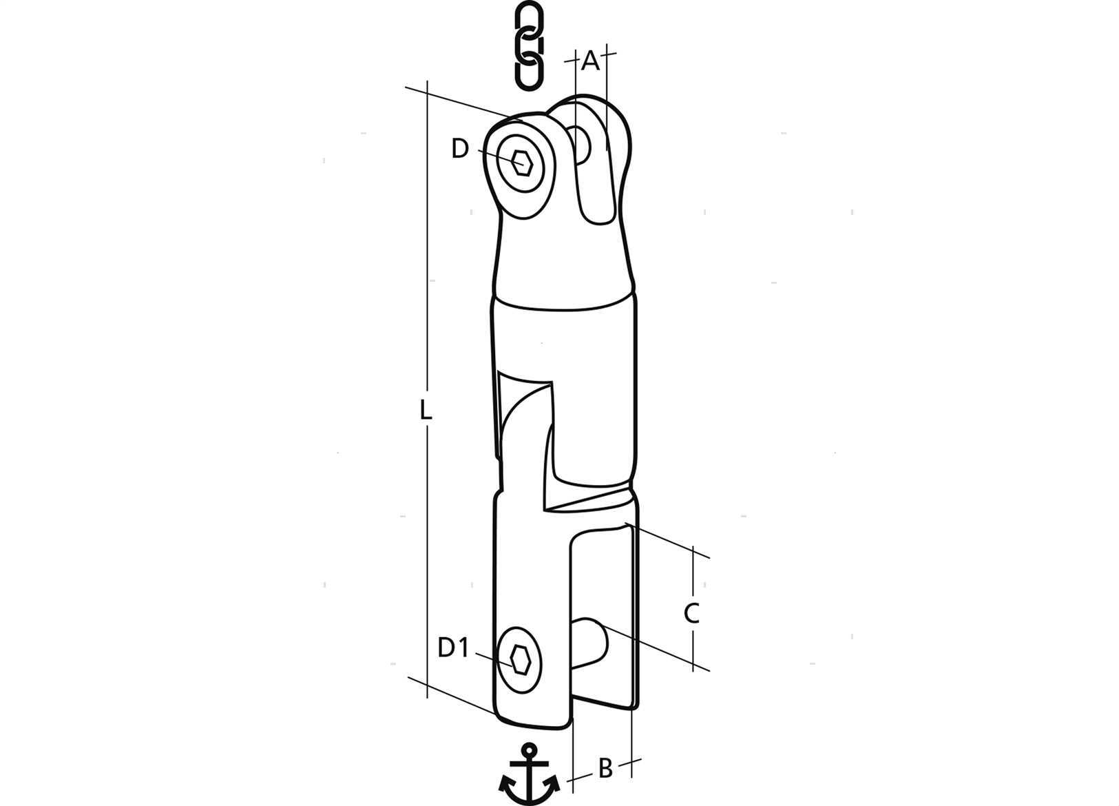 GIUNTO ANCORA CON SNODO 6/8MM INOX (2)