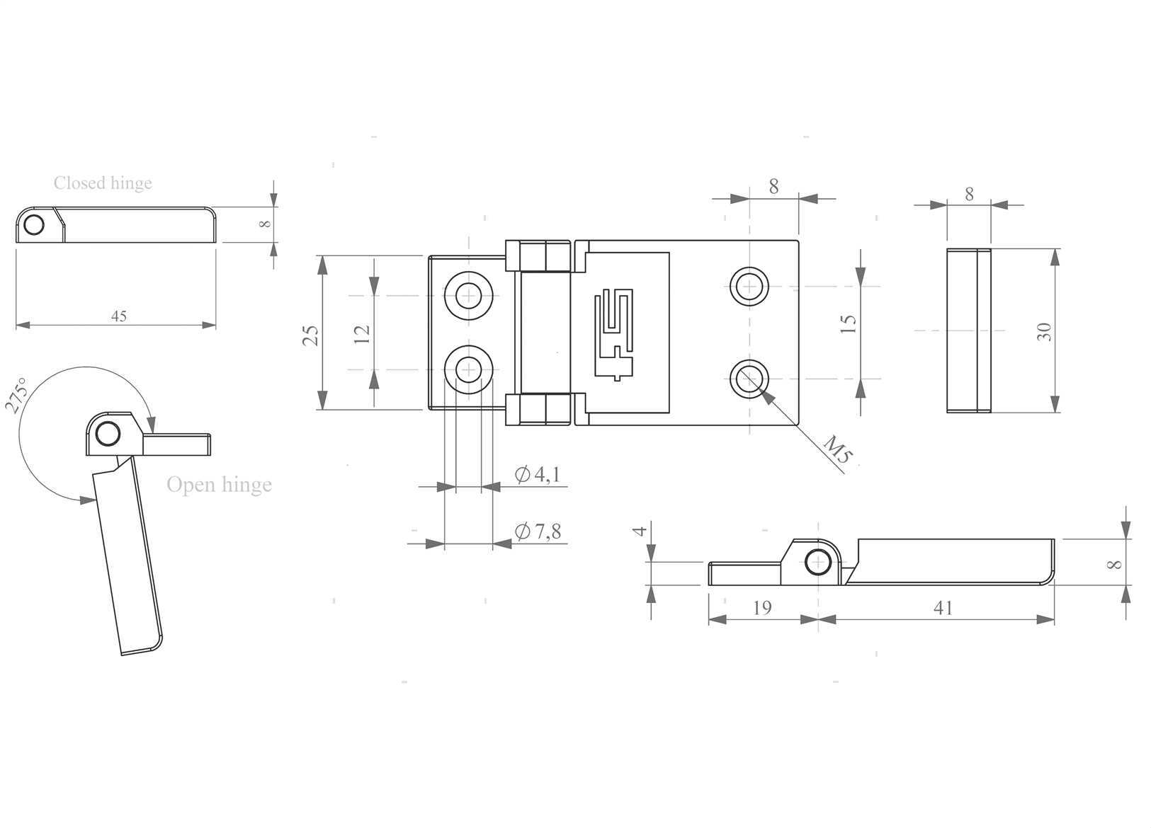 CERNIERA A FILO ECC 45X30MM INOX (5)