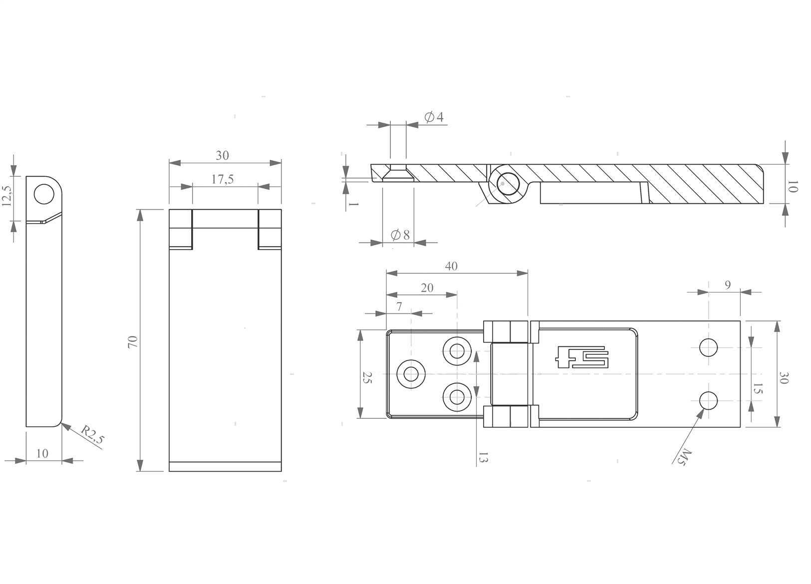 CERNIERA A FILO ECC 70X30MM INOX (5)