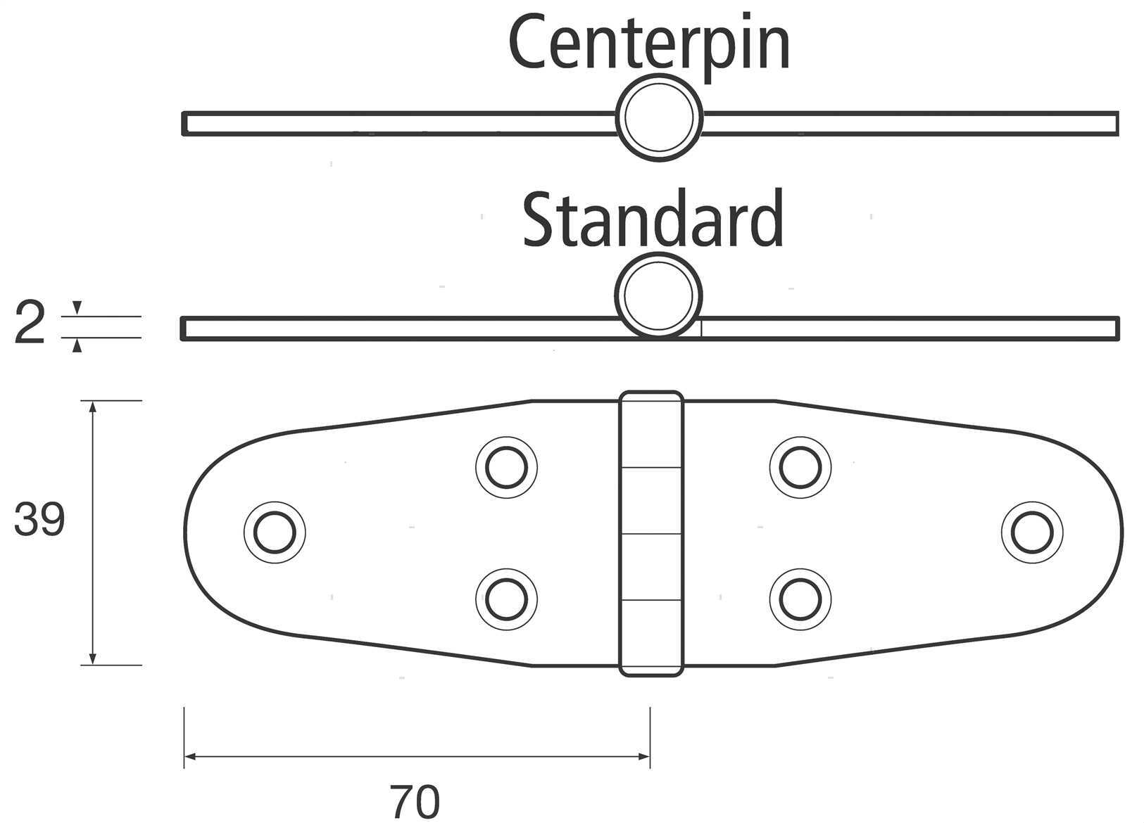 CERNIERA WING M STD 39X70MM INOX (2)