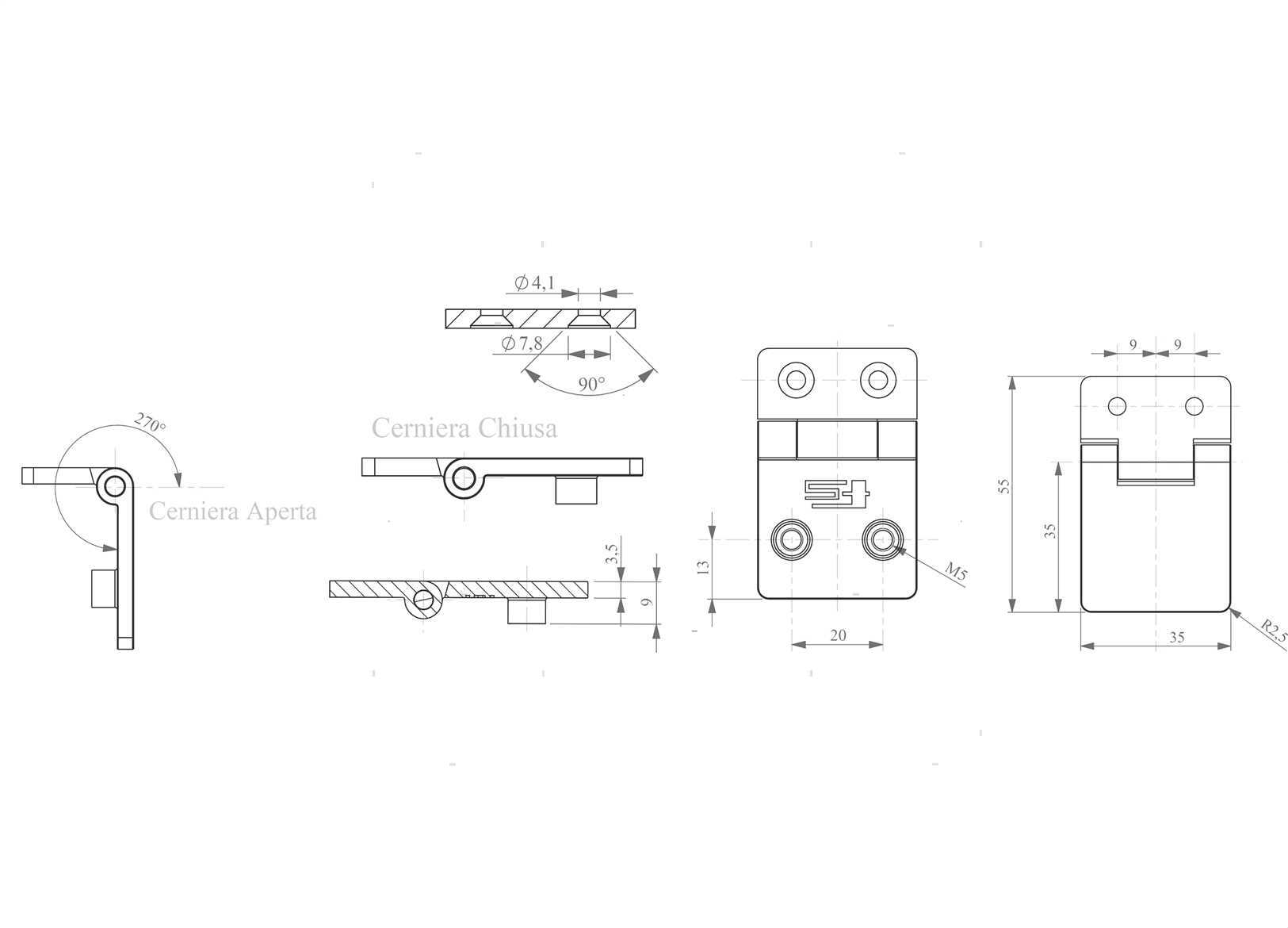 CERNIERA A FILO ECC 55X35MM INOX (5)