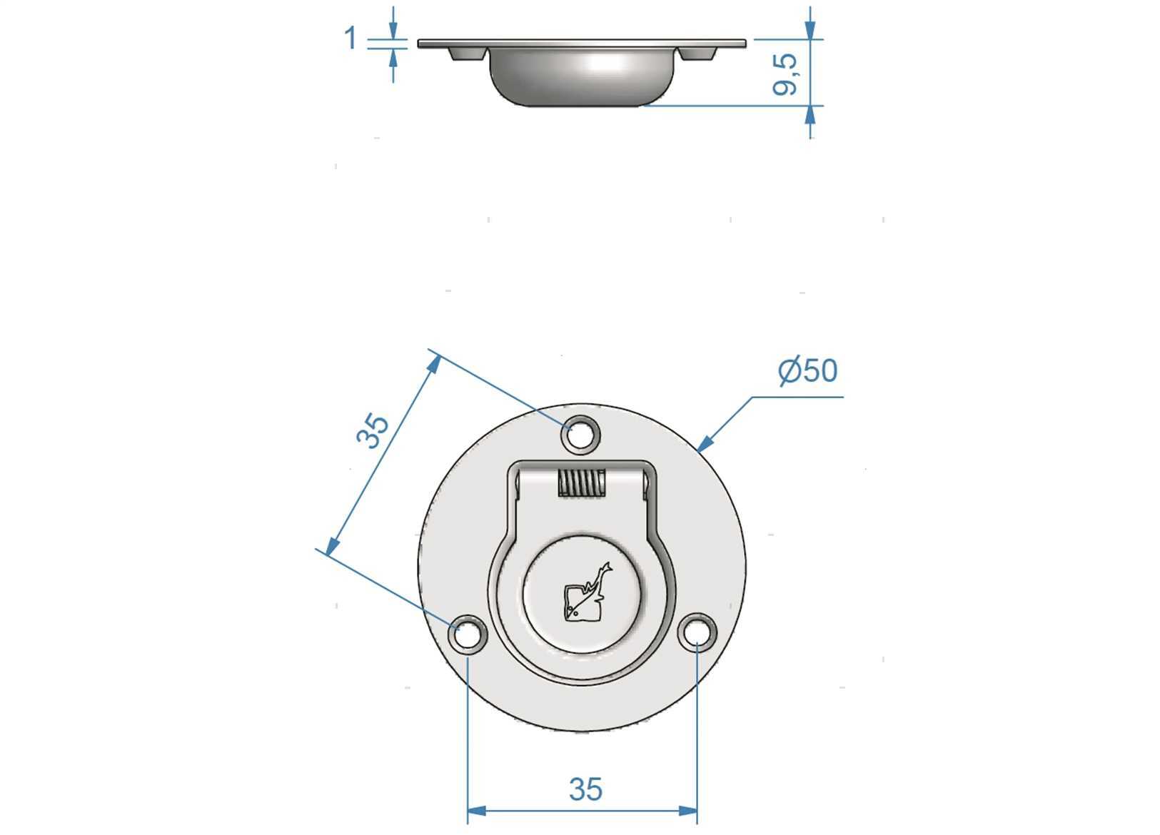 MANIGLIA INCASSO ROCA D50MM INOX (2)