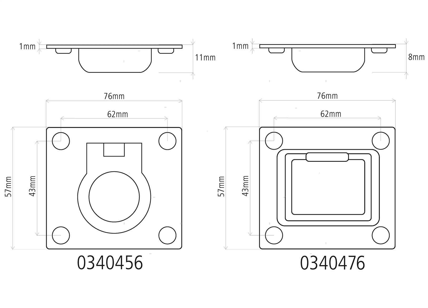 MANIGLIA INCASSO EL 57X76MM INOX (6)