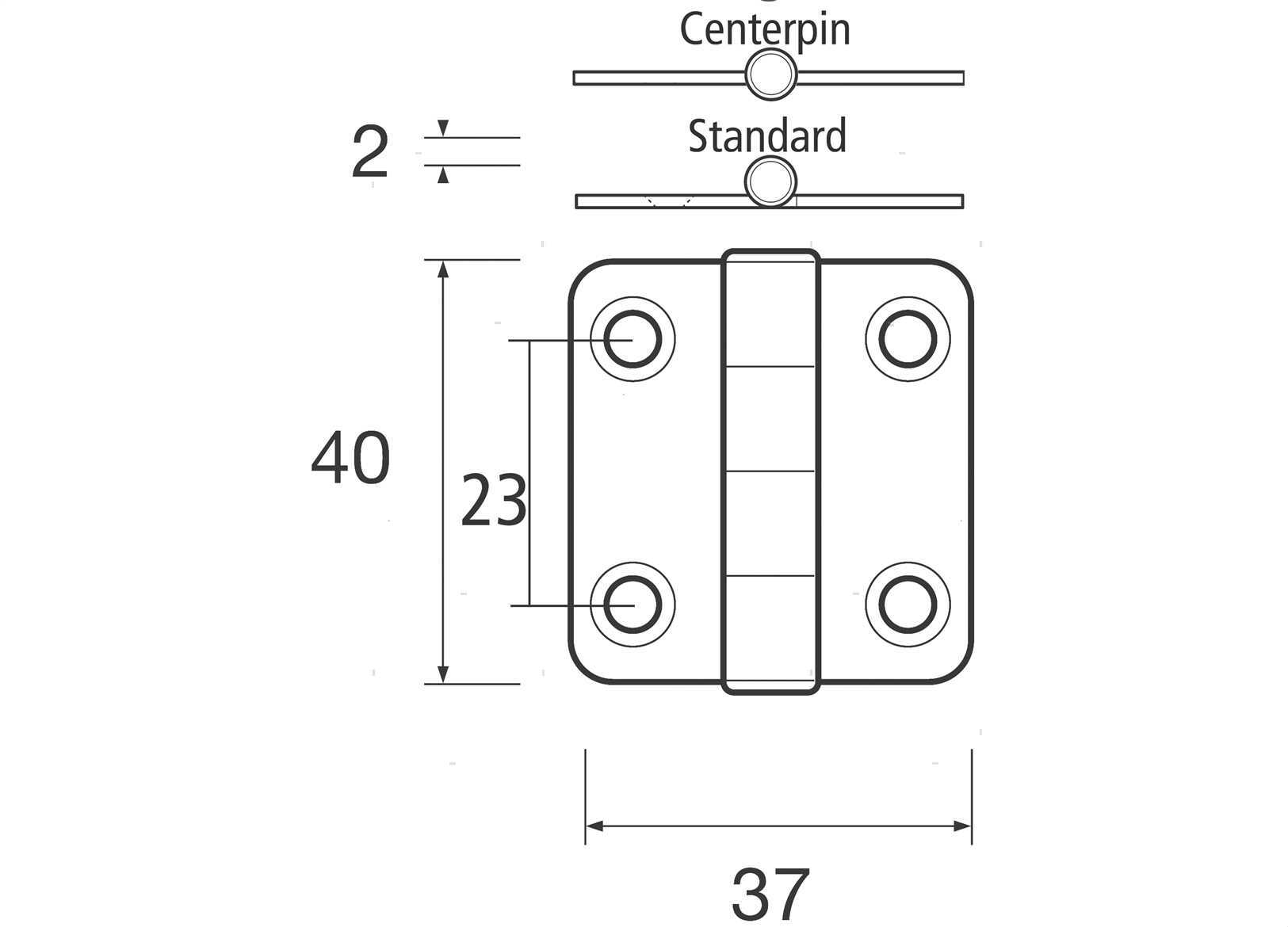 CERNIERA QUADRA CEN 40X37MM INOX (2)