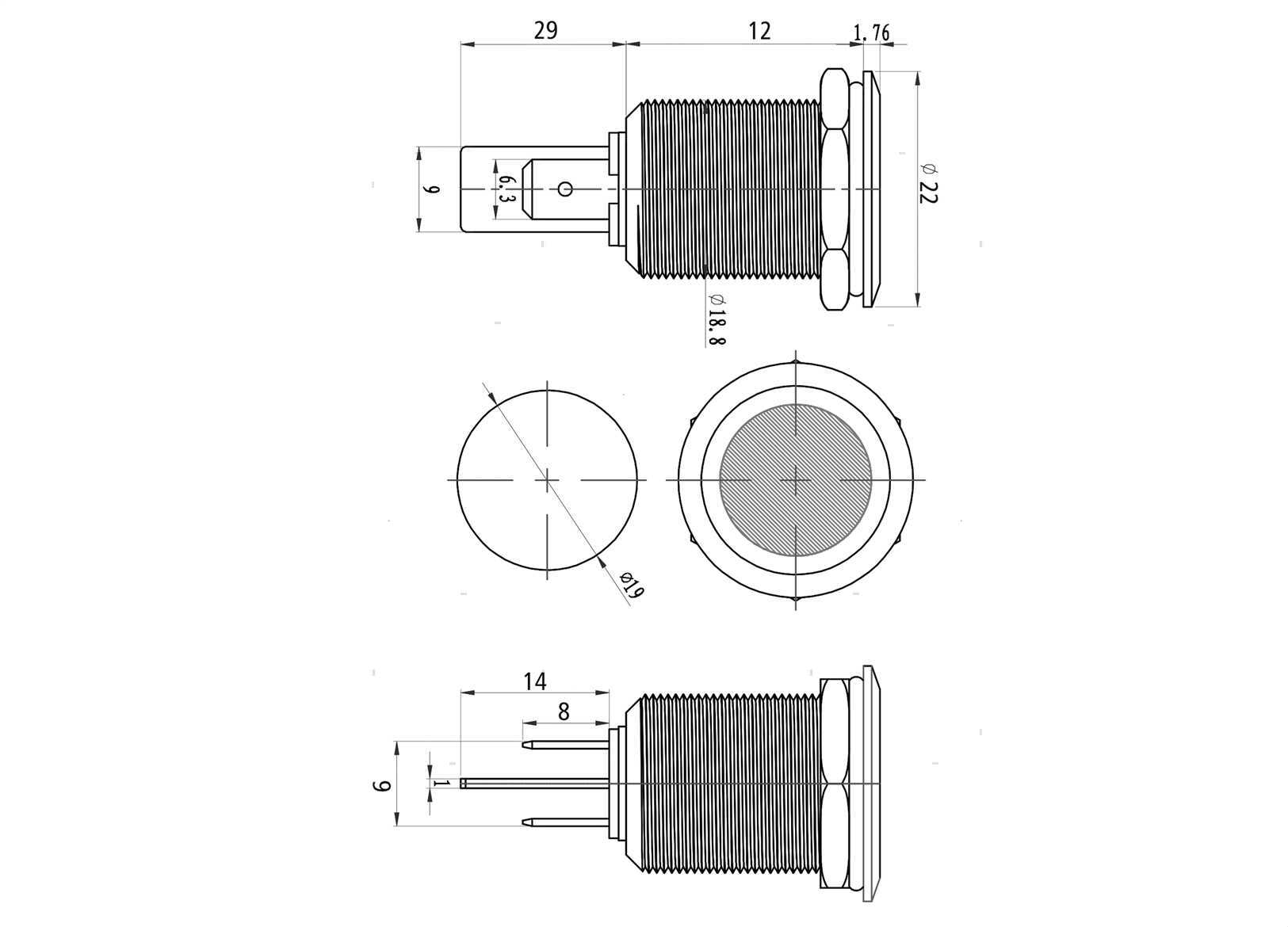 SPIA LED 19MM GIALLO (2)